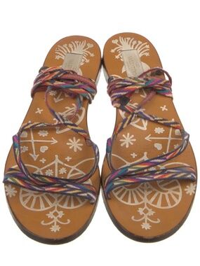 VALENTINO GARAVANI Santeria Native Ankle Wrap Flat Sandals EU 41/US 10